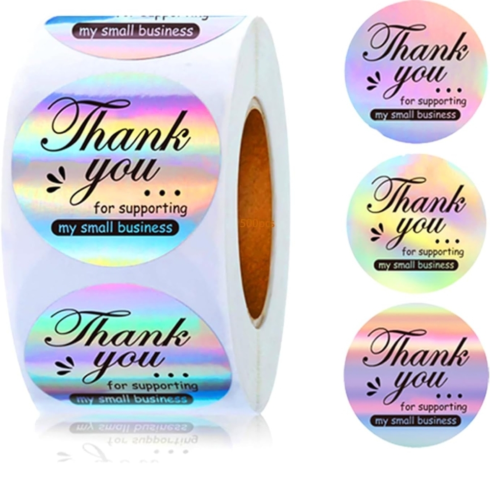 🖤Holographic Thank You Stickers Roll